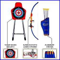 2 Players Set Bow Arrow for Kids LED Lights Archery 6 Suction Cups Quiver Toys