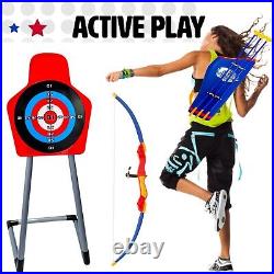 2 Players Set Bow Arrow for Kids LED Lights Archery 6 Suction Cups Quiver Toys