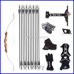 20-38lbs 68 Wooden Recurve Bow arrows set Takedown Riser Limbs Archery Hunt