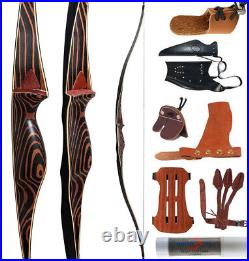 20-70lbs 54 Archery Wooden Traditional Longbow with quiver set Hunting Target bow