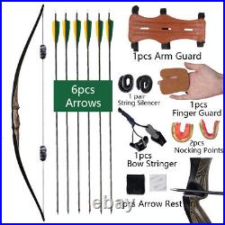 20-70lbs Traditional Recurvebow Longbow & 6pcs Carbon Arrows Set Archery Hunting