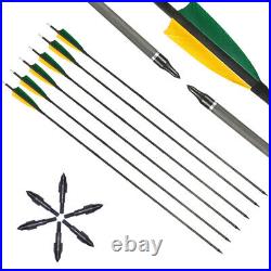 20-70lbs Traditional Recurvebow Longbow & 6pcs Carbon Arrows Set Archery Hunting