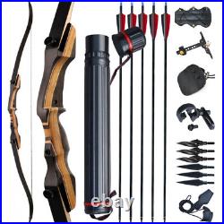 25-50lb 57 Archery Takedown Recurve Bow Set 12x Arrows Kit Right Hand shot Hunt