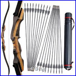 25-50lb 57 Recurve Bow 12x Arrows Kit Archery Takedown Set Right Hand shot Hunt