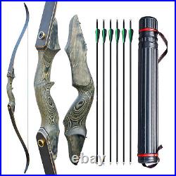 25-60LBS 60'' Takedown Recurve Bow Hunting Arrows Wooden Riser Archery LH&RH