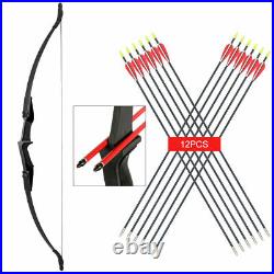 30/40lb Archery Takedown Recurve Bow 12x Fiberglass Arrows Set Hunting Target