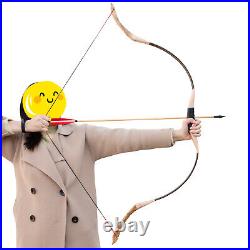 30-40lb Archery Traditional Recurve Long Bow Wooden Arrow Set Target Hunting