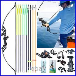 30/40lb Fishing Bow and Arrows Archery Recurve Bow Set Bowfishing Reel Hunting