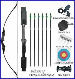 30/40lb Takedown Recurve Bow Fiberglass Arrows Archery Hunting Target Nails Set