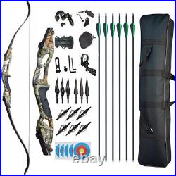 30-50lb 56 Archery Takedown Recurve Bow Set 6 Arrows Hunting Outdoor Sport