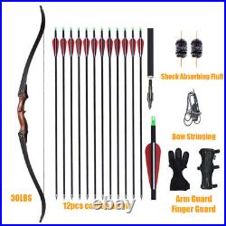 30-50lbs Takedown Recurve Bow 60Traditional Hunting RH Bow for Outdoor Hunting