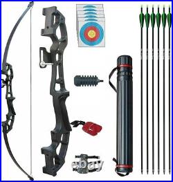 30lb Archery Recurve Bow Takedown Right Hand Longbow Hunting Target Practice Set