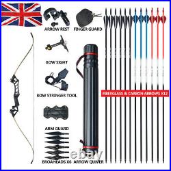 40lb 57 Archery Recurve Bow Kit Hunting Arrows Set Right Hand Adult UK Stock