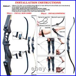 40lb Archery Takedown Recurve Bow & 12 Arrow Hunting Bow SET Training Right Hand