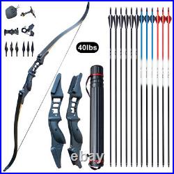 40lb Archery Takedown Recurve Bow Arrow Set Hunting Long Bow Training Right Hand