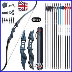 40lb Archery Takedown Recurve Bow Arrow Set Hunting Long Bow Training Right Hand