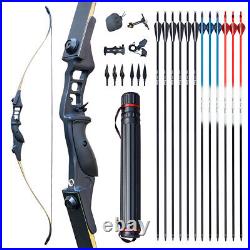 40lb Archery Takedown Recurve Bow Arrow Set Hunting Long Bow Training Right Hand