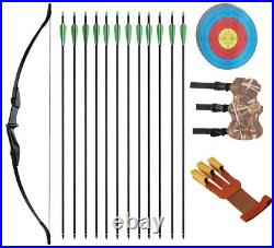 40lb Archery Takedown Recurve Bow and Arrow Set Hunting Long Bow Training Target