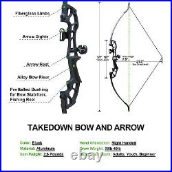 40lbs 51'' Takedown Recurve Bow Arrows Archery Hunting Bow Set with18 Tips/Quiver