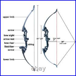 50LBS 51 Bow and Arrow Adult Takedown Recurve Archery Set Outdoor Hunting