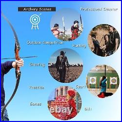 50LBS 60 Archery Takedown Recurve Bow Carbon Arrow Set Adults Wooden Practice