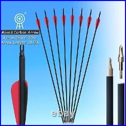 50LBS 60 Archery Takedown Recurve Bow Carbon Arrow Set Adults Wooden Practice