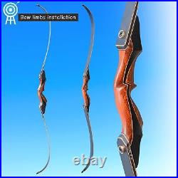 50LBS 60 Archery Takedown Recurve Bow Carbon Arrow Set Adults Wooden Practice