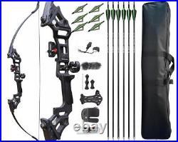 50LBS Archery 51'' Recurve Bow 6Carbon Arrows set Hunting Adult Beginner