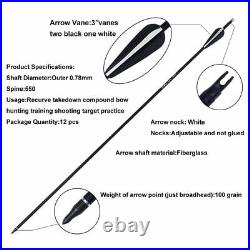 50lb Archery Set Takedown Recurve Bow 12x Arrow Target Practice Right Hand Adult