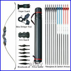 50lb Archery Takedown Recurve Bow Kit Huning Arrows 54 Longbow Set Right Hand