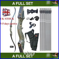 50lb ArcheryTakedown Recurve Bow Fiberglass Arrows Set Adult Bow Hunt Shoot