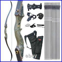 50lb ArcheryTakedown Recurve Bow Fiberglass Arrows Set Adult Bow Hunt Shoot