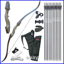 50lb ArcheryTakedown Recurve Bow Fiberglass Arrows Set Adult Bow Hunt Shoot