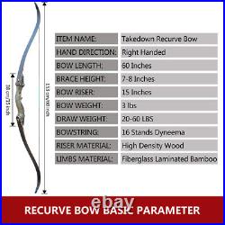 50lb ArcheryTakedown Recurve Bow Fiberglass Arrows Set Adult Bow Hunt Shoot