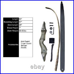 50lb ArcheryTakedown Recurve Bow Fiberglass Arrows Set Adult Bow Hunt Shoot