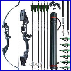 50lbs 51 Recurve Bow 6pcs Carbon Arrow Quiver Set Hunting Archery Takedown