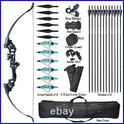 50lbs Archery 51 Takedown Recurve Bow Kit Longbow Set Arrows Right Hand Adult