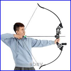 51 50lb Archery Takedown Recurve Bow 12pcs Arrows Set Targets Practice Adult