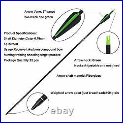 51 50lb Archery Takedown Recurve Bow 12pcs Arrows Set Targets Practice Adult