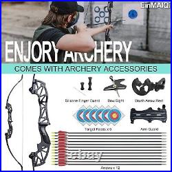 53'' 40lb Archery Takedown Recurve Bow Set 12x Arrows RH Beginner Adult Shooting