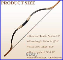 53 Archery Traditional Longbow Recurve Bow 30-55lb Mongolian Horse Bow Hunting