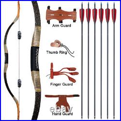 53 Traditional Recurve Bow 30-50lbs Mongolian Horse Bow&6pcs Carbon Arrows Set