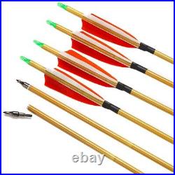 54 Traditional Bow Longbow Wooden Recurve Bow 20-70lbs&12x Carbon Arrows Set