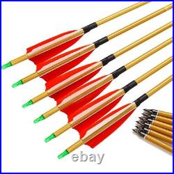 54 Traditional Bow Longbow Wooden Recurve Bow 20-70lbs&12x Carbon Arrows Set