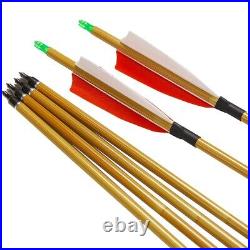 54 Traditional Bow Longbow Wooden Recurve Bow 20-70lbs&12x Carbon Arrows Set