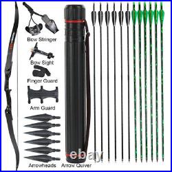 56 Archery Takedown Hunting Recurve Bow Right Hand & Arrows Quiver Set 30-50lb