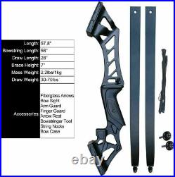 57in Archery Takedown Recurve Bow Set Hunting Target Outdoor Shoot Practice