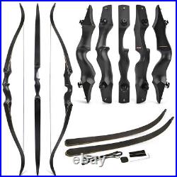 58'' 60'' Archery Recurve Bow Carbon Arrows 25-65lbs Bow Bag Metal Riser Hunting