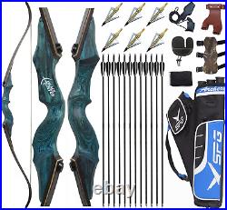 60'' Archery Bow and Arrows Set for Adults Black Hunter Takedown Recurve Bow Sur