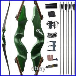 60 Archery Longbow 20-60lbs Limbs Takedown Recurve Bow Hunting Black Hunter